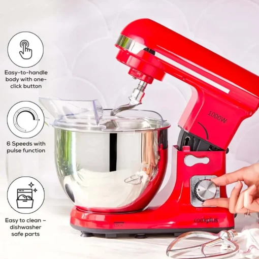 Online Cookplus Quick Chef Stand Mixer, 5L, 1000W, Red Stand Mixers