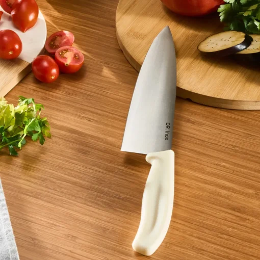 New Dr. Inox Stainless Steel Chef's Knife, 33cm, Cream Individual Knives