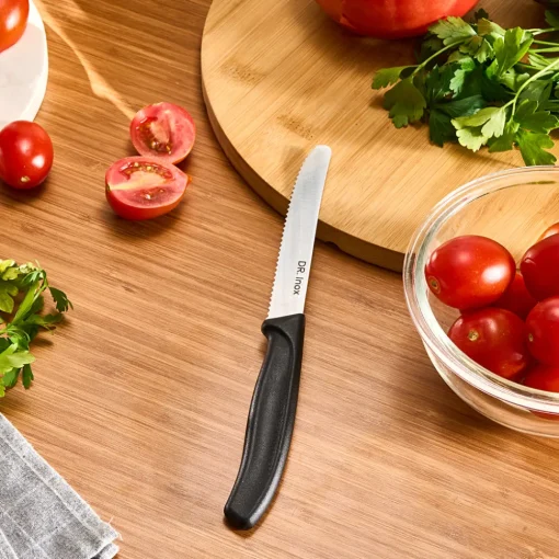 Online Dr.Inox Stainless Steel Tomato Knife, 22cm, Black Individual Knives