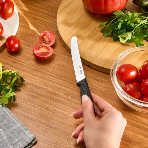 Online Dr.Inox Stainless Steel Tomato Knife, 22cm, Black Individual Knives