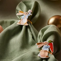 Easter Rabbit Metal Napkin Ring Set, 4 Piece Napkin Rings