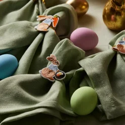 Easter Rabbit Metal Napkin Ring Set, 4 Piece Napkin Rings