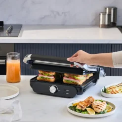 New Grilliant 1366H Stainless Steel Body Sandwich Toaster & Grill Maker with Removable Cast Plates, 2000W, Inox Sandwich Toasters