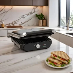 New Grilliant 1366H Stainless Steel Body Sandwich Toaster & Grill Maker with Removable Cast Plates, 2000W, Inox Sandwich Toasters