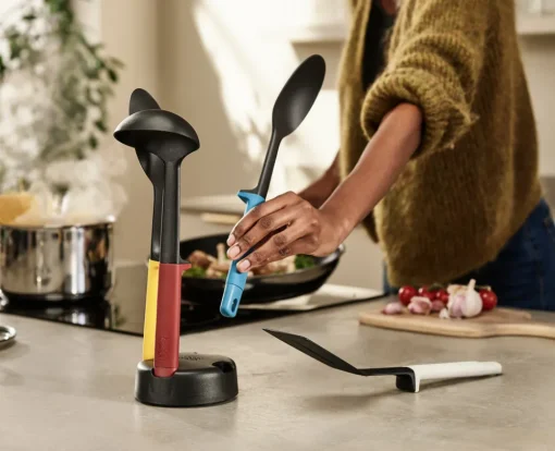 New Joseph Joseph Elevate Slim 4-piece Utensil Set with Storage Stand, Multicolour Kitchen Utensils