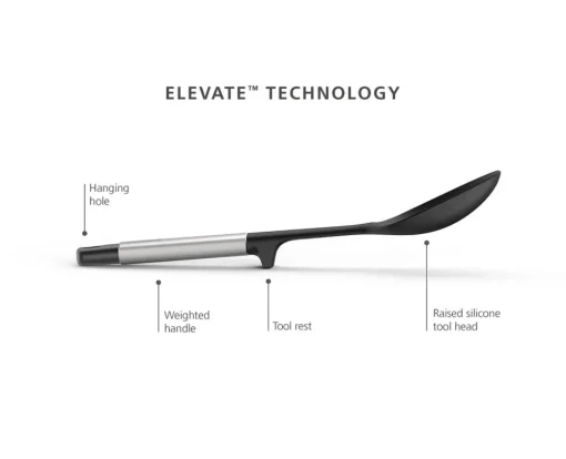 Best Joseph Joseph Elevate Stainless Steel Silicone Solid Spoon, Black Grey Kitchen Utensils