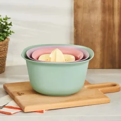 Discount 4 Piece Multi Purpose Mixing Bowls, Colander and Citrus Squeezer Set, Multi Kitchen Gadgets
