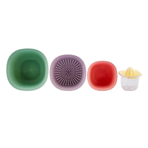 Discount 4 Piece Multi Purpose Mixing Bowls, Colander and Citrus Squeezer Set, Multi Kitchen Gadgets