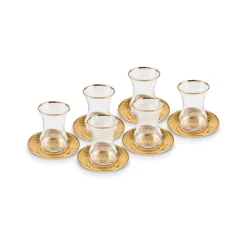 Outlet Ada 18-Piece Turkish Tea Set for 6 People, 130ml, Turkish Tea Sets