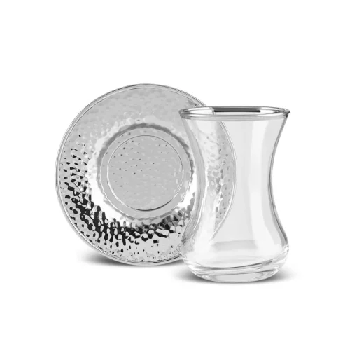 Outlet Ada 18-Piece Turkish Tea Set for 6 People, 130ml, Platin Turkish Tea Sets