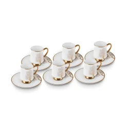 Discount Afra 12-Piece Bone China Espresso Turkish Coffee Cup Set for 6 People, 90ml, White Espresso & Turkish Coffee Cup Sets