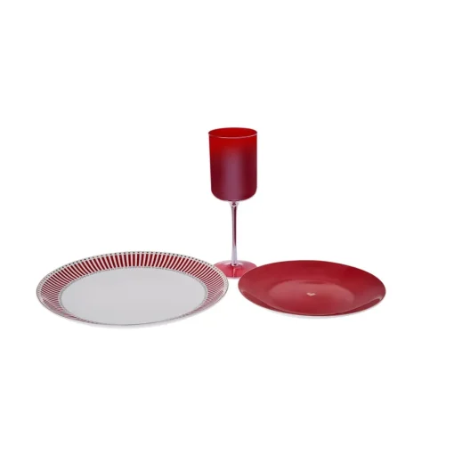 Discount Amour 6-Piece Bone China Dinner Set for 2 People, Red Multi See All Dinner Sets|Bone China Dinner Sets
