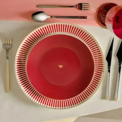 Discount Amour 6-Piece Bone China Dinner Set for 2 People, Red Multi See All Dinner Sets|Bone China Dinner Sets