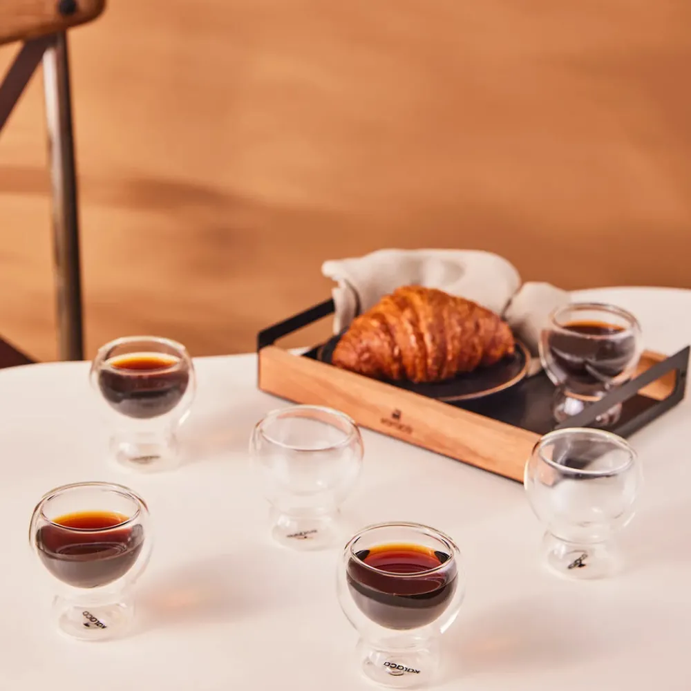 Best Anthon Shaped 6-Piece Glass Espresso Turkish Coffee Cup Set for 6 People, 100ml, Transparent Espresso & Turkish Coffee Cup Sets