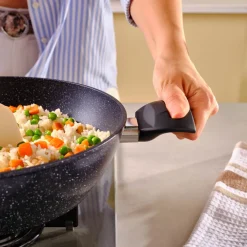 Hot Aqua Granite Non-Stick Induction Shallow Casserole, 30m, Blue Pots|Induction Cookware