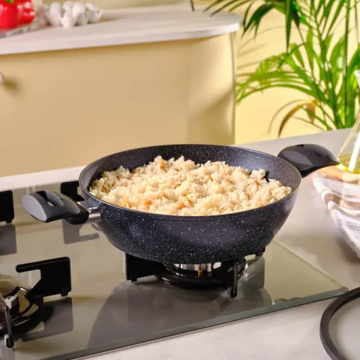 Discount Aqua Granite Non-Stick Induction Shallow Casserole, 26m, Blue Pots|Induction Cookware