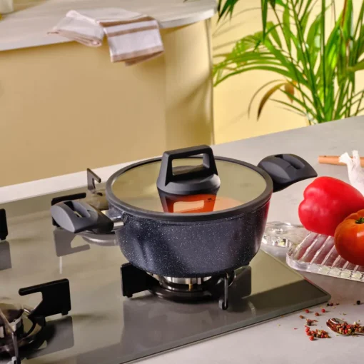 New Aqua Granite Non-Stick Induction Casserole, 20cm, Blue Pots