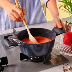 New Aqua Granite Non-Stick Induction Casserole, 20cm, Blue Pots