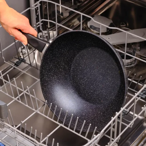 Aqua Granite Non-Stick Induction Wok Pan, 28cm, Blue Pans|Induction Cookware