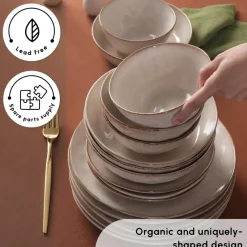 Online Aria 24-Piece Reactive Glaze Dinner Set for 6 People, Beige See All Dinner Sets|Reactive Glaze Dinner Sets