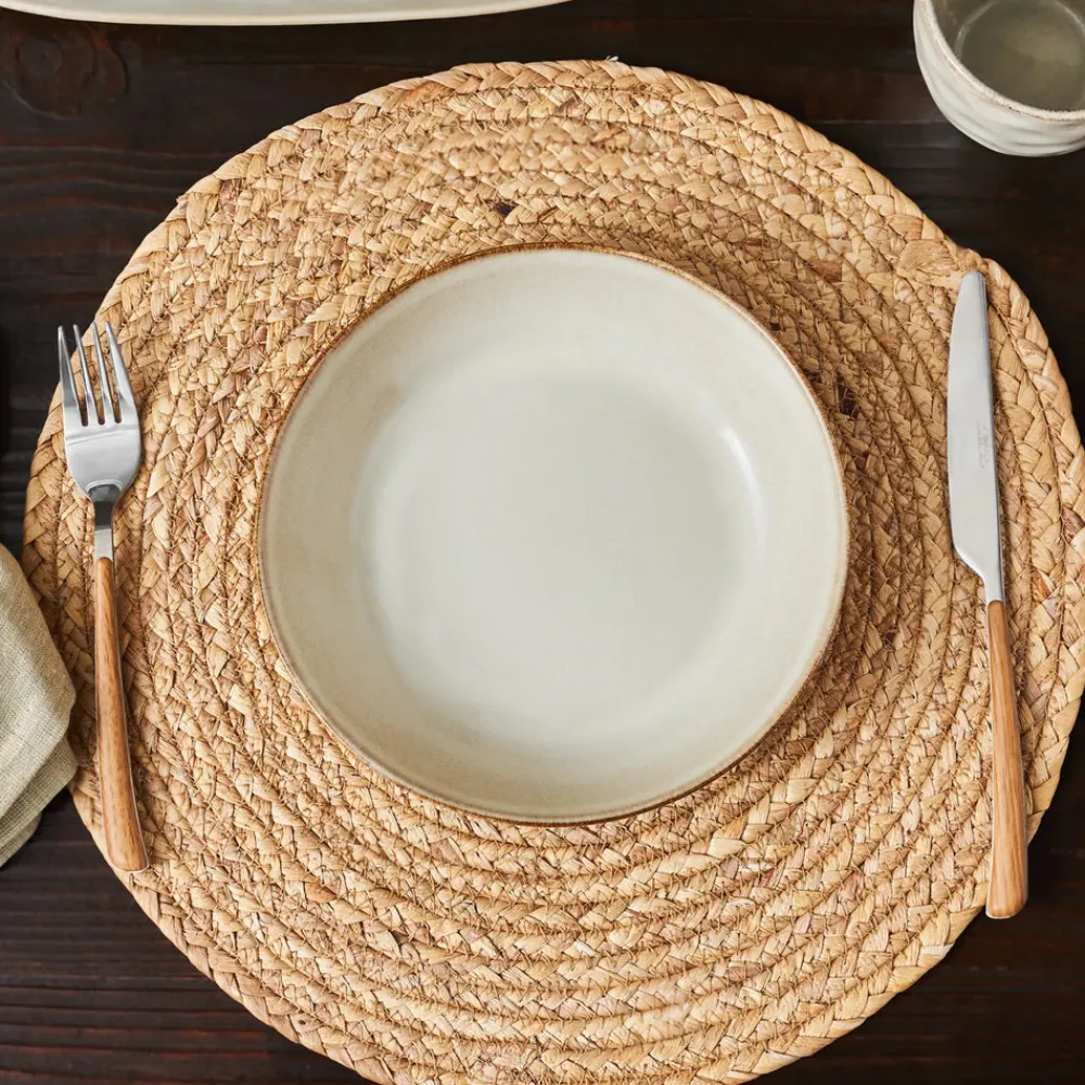 New Aria Reactive Glaze Pasta Bowl, 20cm, Beige Pasta Bowls