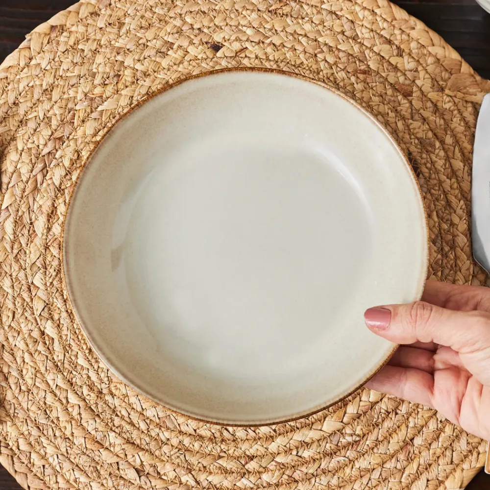 New Aria Reactive Glaze Pasta Bowl, 20cm, Beige Pasta Bowls