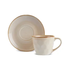 Sale Aria Reactive Glaze Tea Cup and Saucer, 230ml, Beige Tea Set