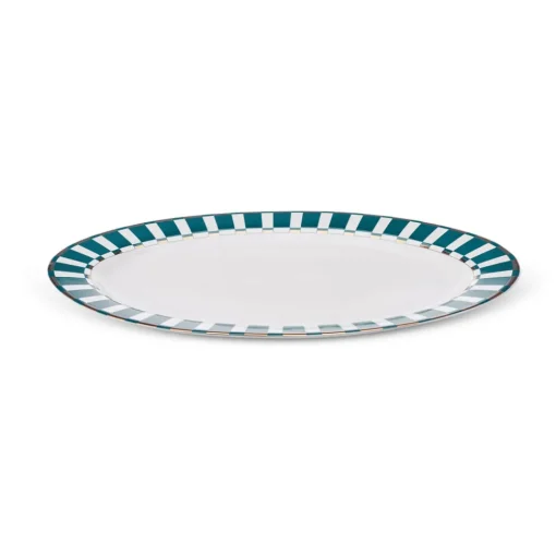 New Aries Porcelain Serving Platter, 36cm, Green Multi Serving Platters