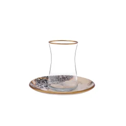 Aris 12 Piece Glass Turkish Tea Set for 6 People, 150ml, Multi Turkish Tea Sets