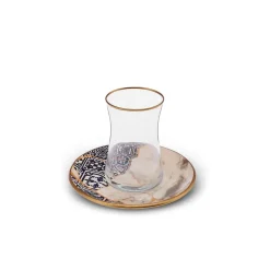 Aris 12 Piece Glass Turkish Tea Set for 6 People, 150ml, Multi Turkish Tea Sets