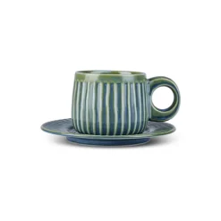 Hot Arthur Beige & Green Tea Cup for 2 People, 260 ml Tea Set