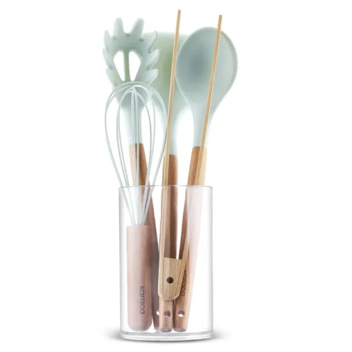 Aura 6-Piece Kitchen Utensil Set with Stand , Green Kitchen Utensils