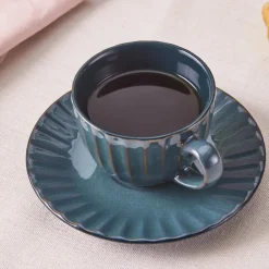 Clearance Austen 4-Piece Tea Cup and Saucer Set for 2 People, Green Tea Set