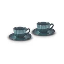 Clearance Austen 4-Piece Tea Cup and Saucer Set for 2 People, Green Tea Set