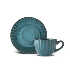 Clearance Austen 4-Piece Tea Cup and Saucer Set for 2 People, Green Tea Set