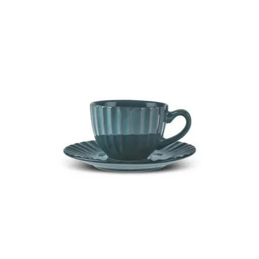 Clearance Austen 4-Piece Tea Cup and Saucer Set for 2 People, Green Tea Set