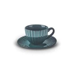 Clearance Austen 4-Piece Tea Cup and Saucer Set for 2 People, Green Tea Set