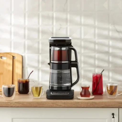 Çaysever Robotea Pro 4 in 1 Talking Automatic Glass Tea Machine, Water Heater, and Filter Coffee Brewing Machine, 2500W, Tea Machines