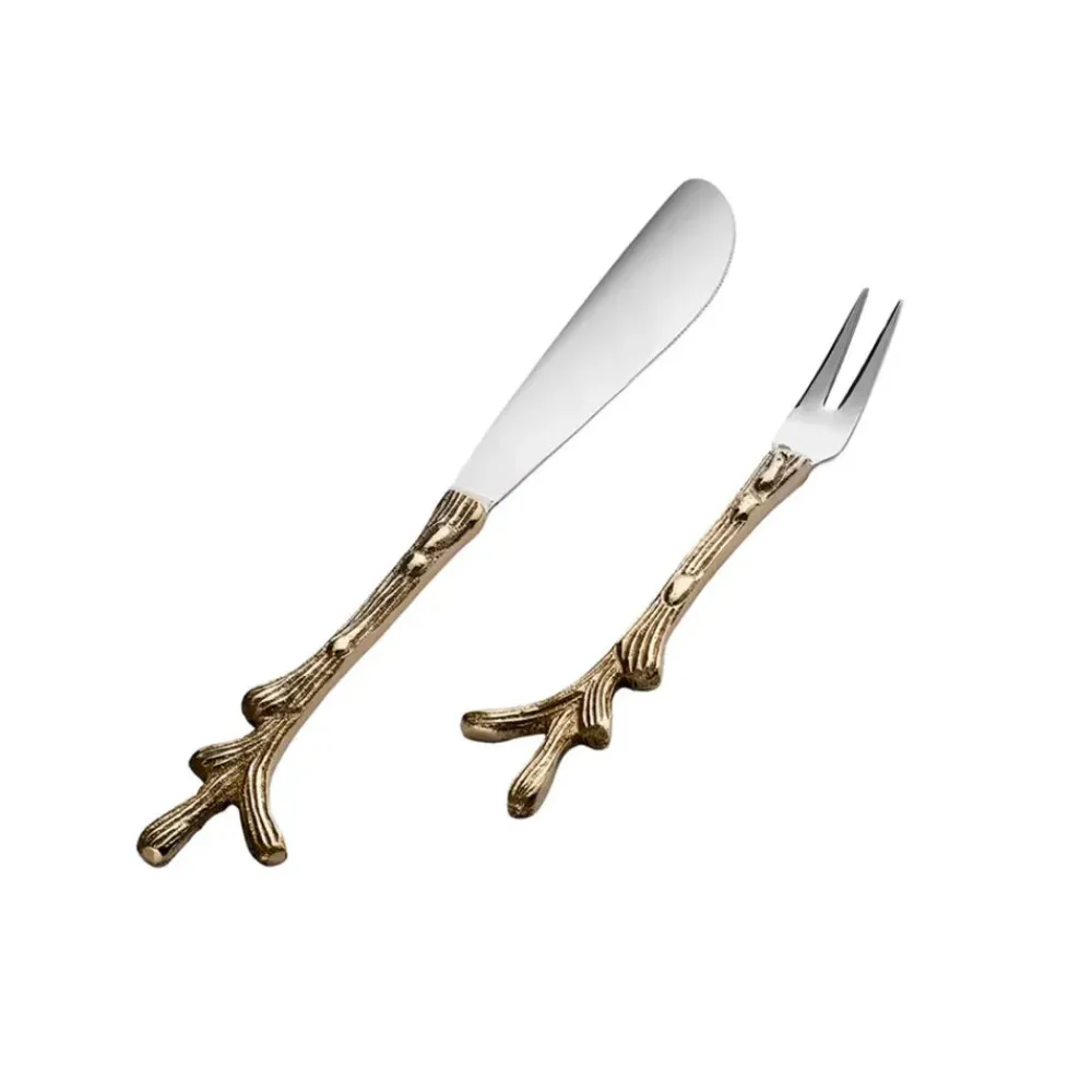 Online Barton 2-Piece Stainless Steel Service and Knife Set, Silver Knife Sets