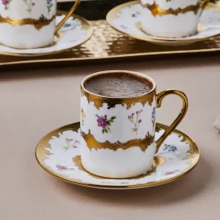 Hot Bihter 12-Piece Bone China Espresso Turkish Coffee Cup for 6 People, 90ml, Multi Espresso & Turkish Coffee Cup Sets