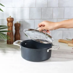 Clearance BioDiamond Pro Non-Stick Induction Stockpot with Lid, 20cm, Black Induction Cookware|Pots