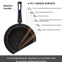Hot Biogranite Black Gold 12-Piece Non-Stick Induction Cookware Set Biogranite Cookware Sets