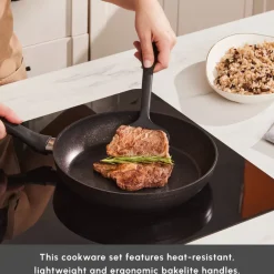 Hot Blackgold Biogranite 15-Piece Non-Stick Induction Cookware Set, Biogranite Cookware Sets