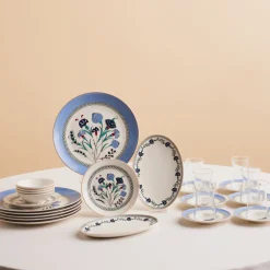Clearance Bone China Blue Clove 26-Piece Serveware Set for 6 People, Multi See All Serveware Sets|Forever Bone China Serveware Sets