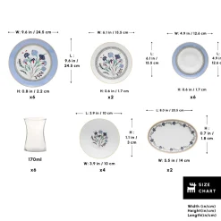 Clearance Bone China Blue Clove 26-Piece Serveware Set for 6 People, Multi See All Serveware Sets|Forever Bone China Serveware Sets