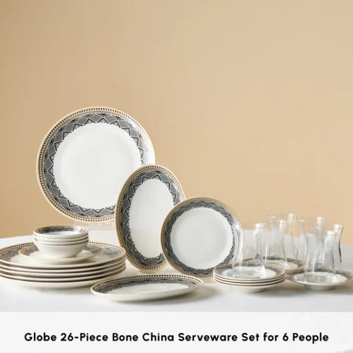 Online Bone China Globe 26-Piece Serveware Set for 6 People, Multi See All Serveware Sets|Forever Bone China Serveware Sets