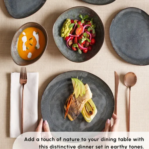 Hot Bonn 24-Piece Reactive Glaze Dinner Set for 6 People, Multi See All Dinner Sets|Reactive Glaze Dinner Sets