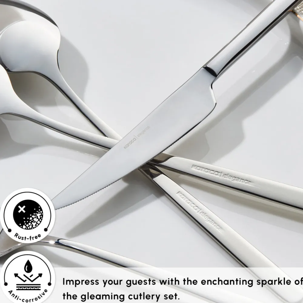 Discount Boreas 84-Piece Stainless Steel Cutlery Set for 12 People, Silver Cutlery Sets