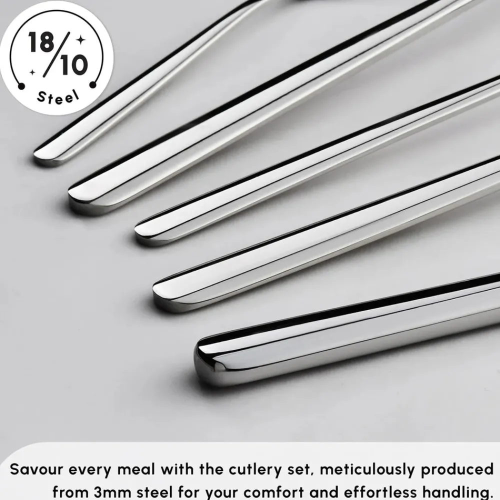Discount Boreas 84-Piece Stainless Steel Cutlery Set for 12 People, Silver Cutlery Sets