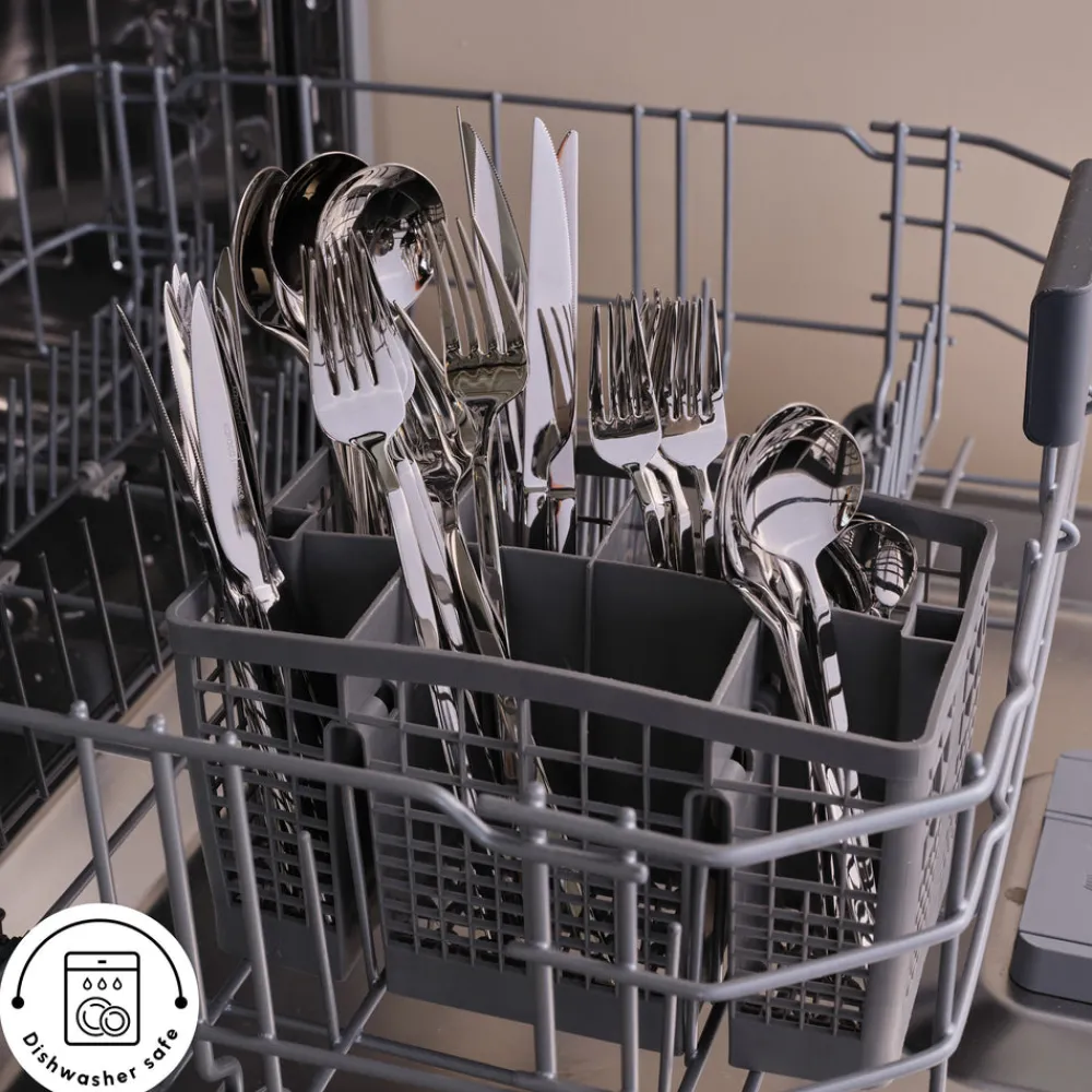 Discount Boreas 84-Piece Stainless Steel Cutlery Set for 12 People, Silver Cutlery Sets